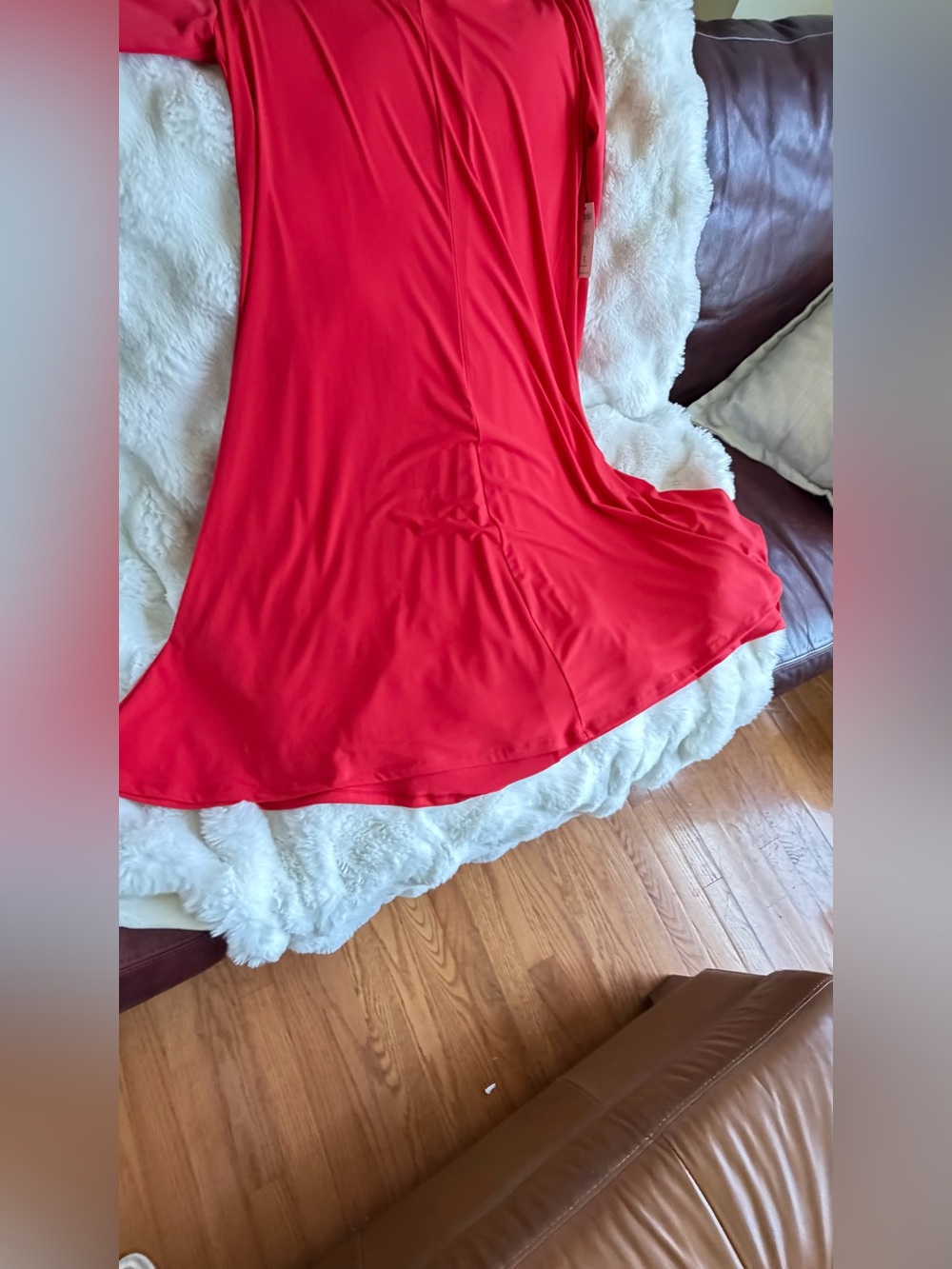 NWT Chico's Bright Red V-Neck Midi Dress Size 2 Which Is Large/12 - Picture 4 of 13
